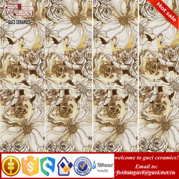 1800x900mm Gold Blume Kunst rustikal glasierte dünne Keramikfliesen